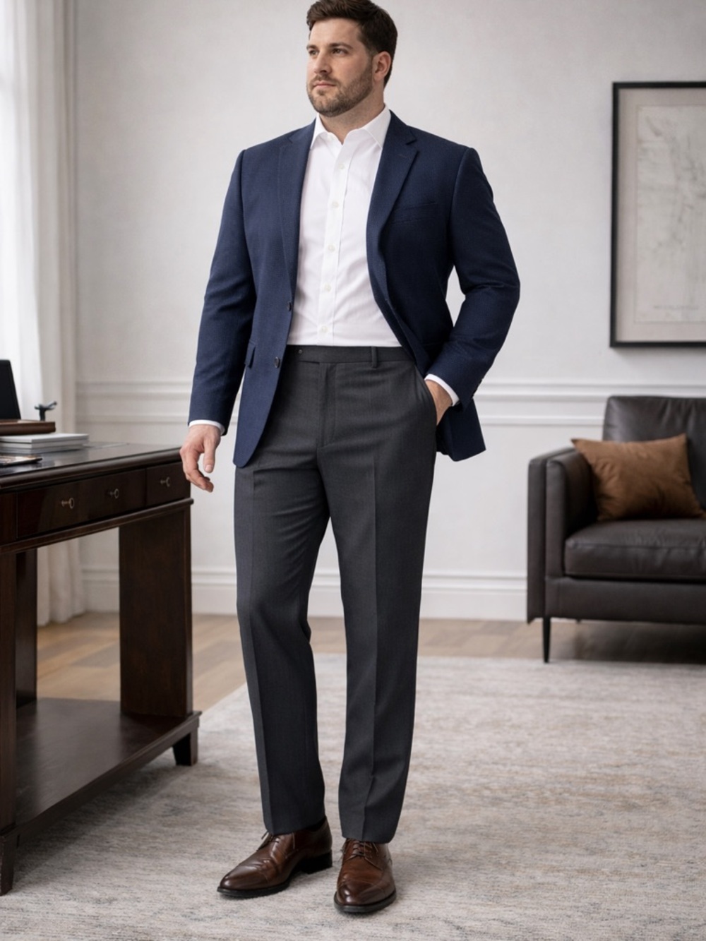 Ralph Lauren Purple Label Men’s Gray Wool Dress Trousers Hand Tailored 39x30 - Picture 2 of 14